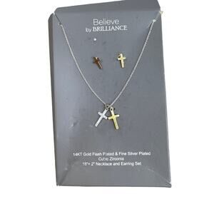 Cross necklace and earring set